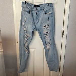 Hollister Taper advanced stretch distressed light wash denim
